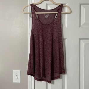 Maroon tank top.